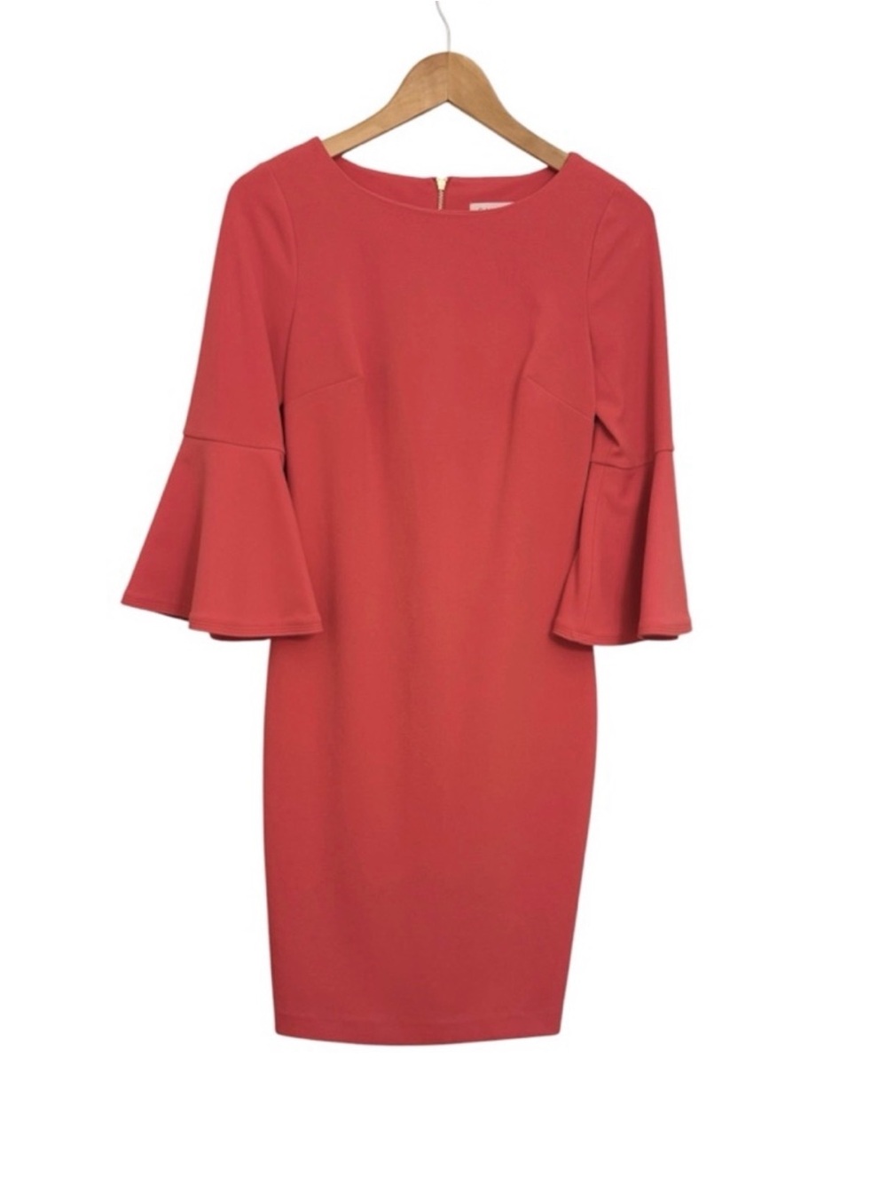 Calvin Klein Coral Bell-Sleeve Sheath Dress
